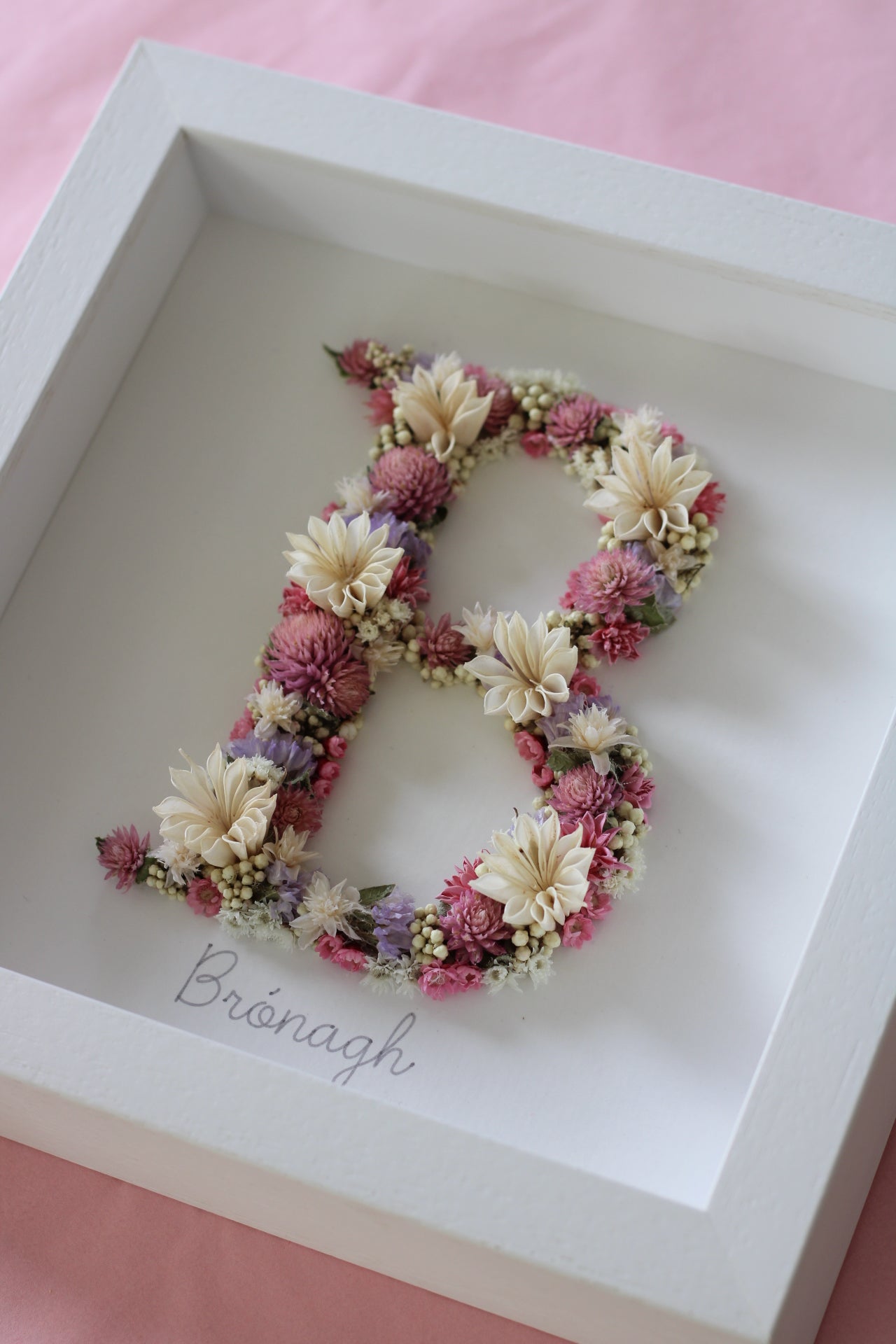 PERSONALISED FLORAL INITIAL FRAME - 24x24 CM