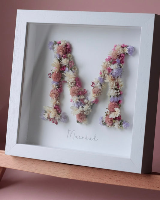 PERSONALISED FLORAL INITIAL FRAME - 24x24 CM