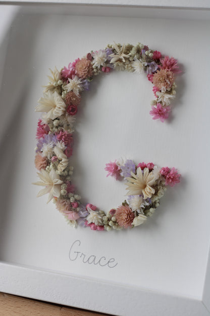 PERSONALISED FLORAL INITIAL FRAME - 24x24 CM