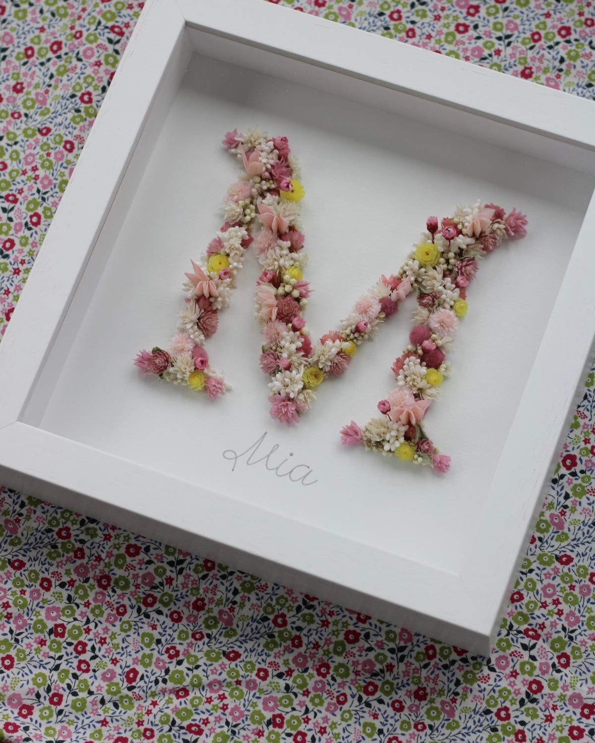PERSONALISED FLORAL INITIAL FRAME - 24x24 CM