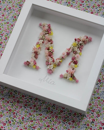 PERSONALISED FLORAL INITIAL FRAME - 24x24 CM
