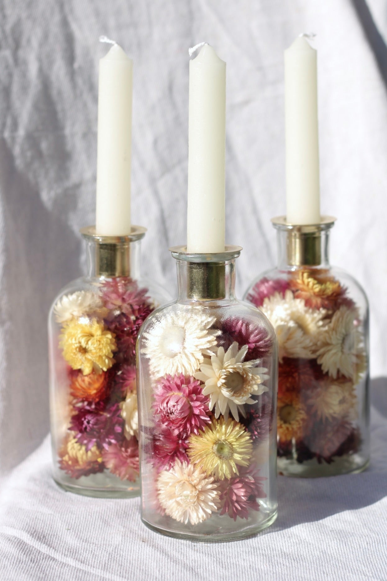 DRIED FLOWER CANDLE SET