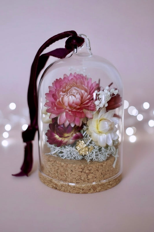 DRIED FLOWER MINI CLOCHE - HANGING