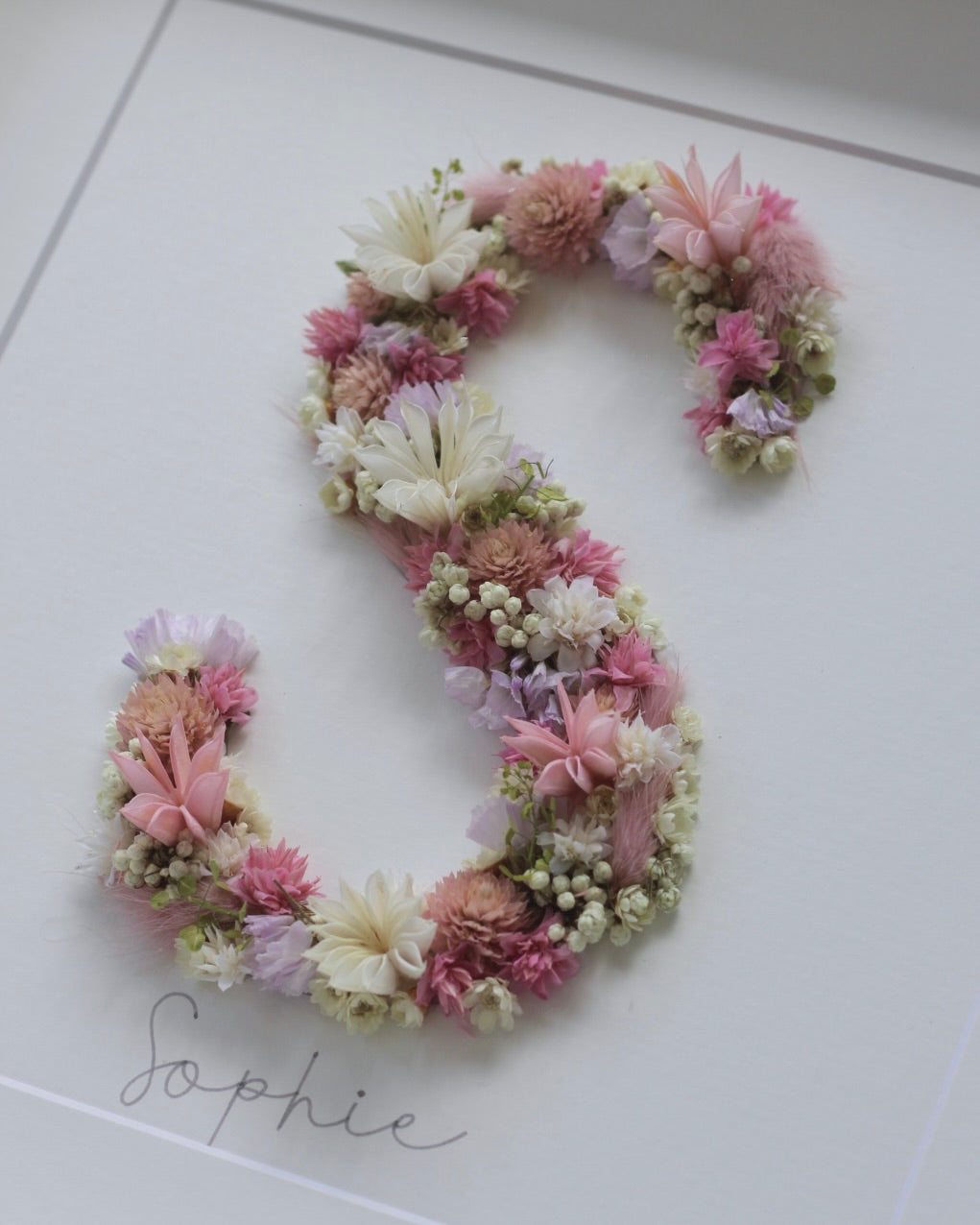 PERSONALISED FLORAL INITIAL FRAME - 24x24 CM