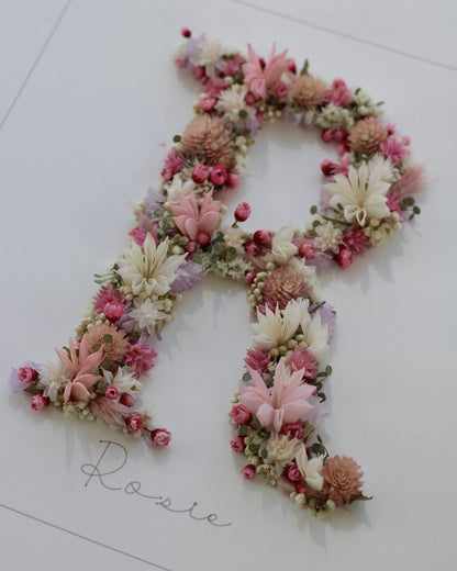 PERSONALISED FLORAL INITIAL FRAME - 24x24 CM